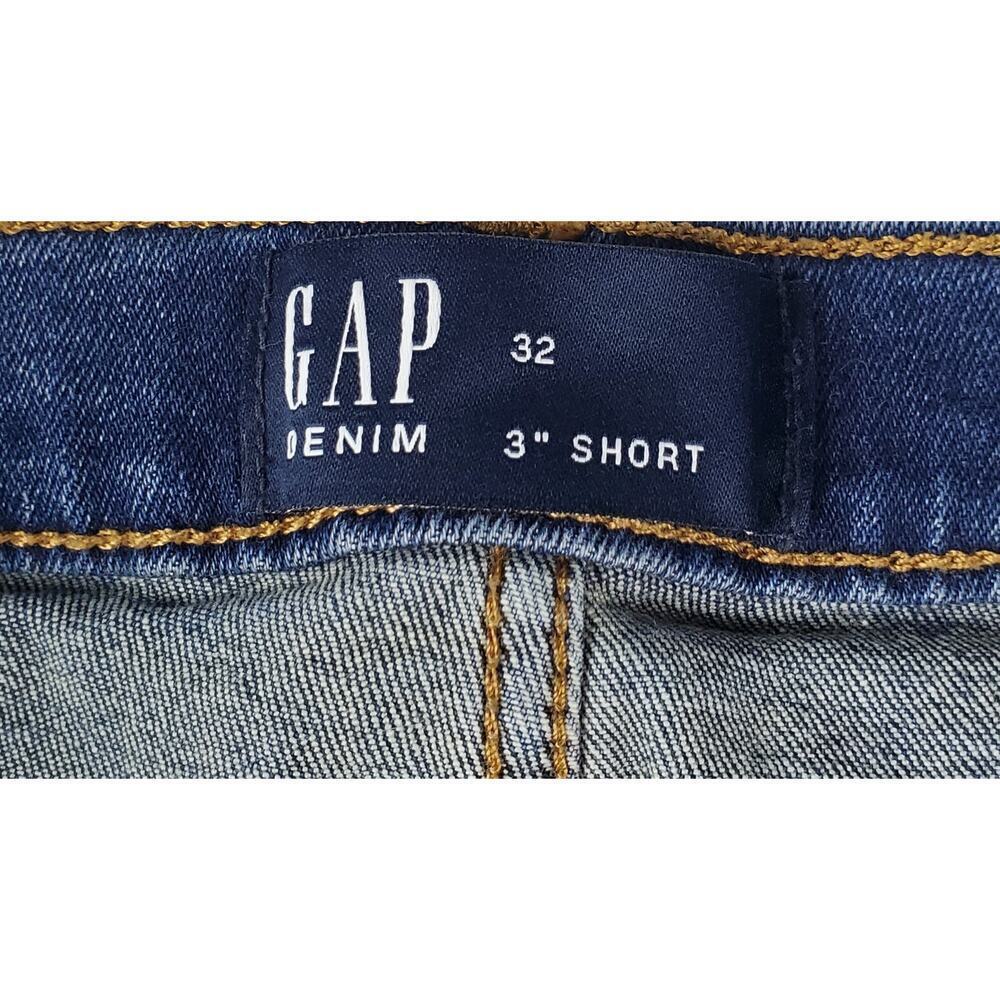 GAP Denim 3" Jean Shorts Size 30 Dark Indigo Frayed Raw Hem Festival Cutoff Y2k - Picture 5 of 11